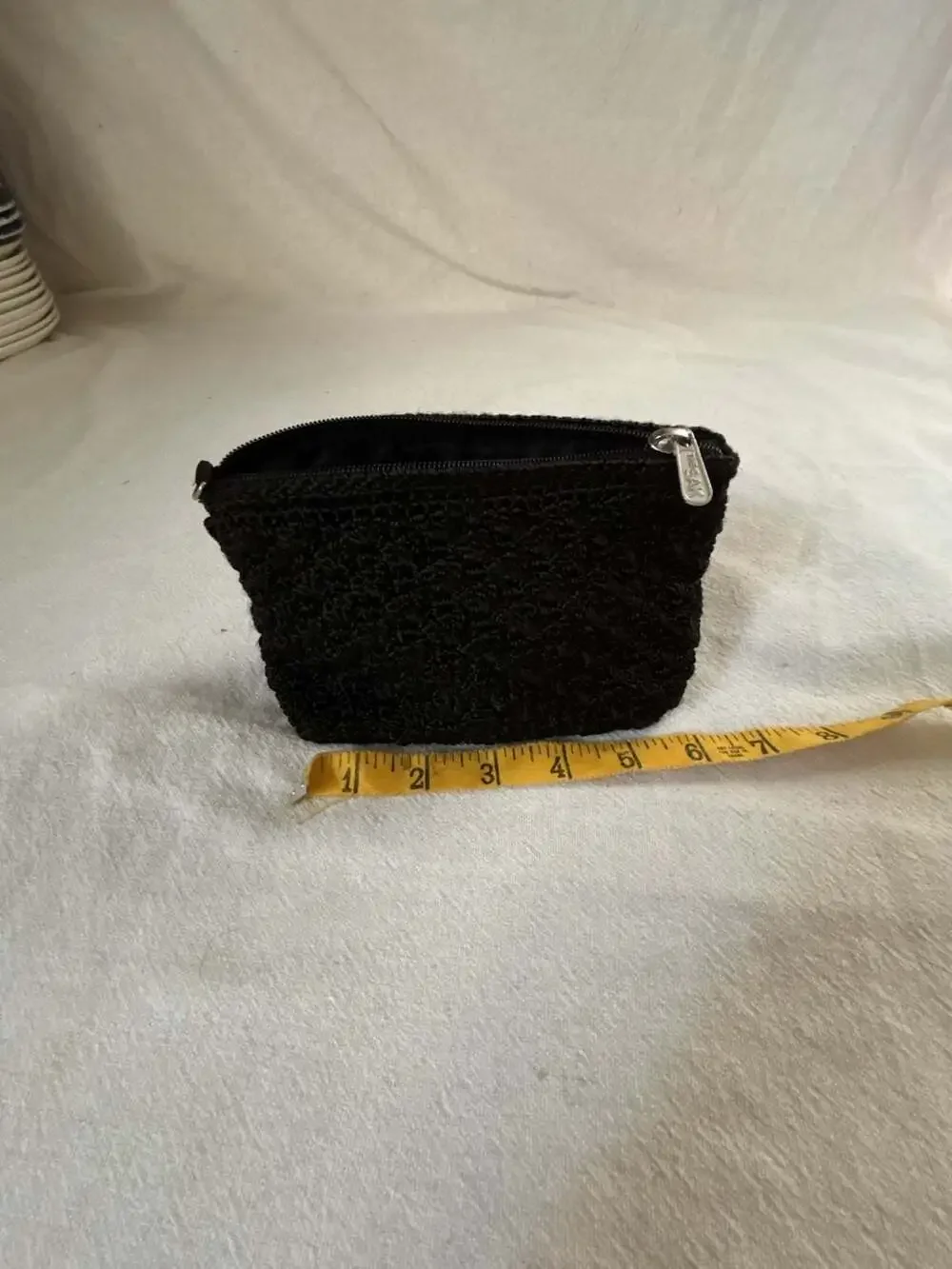 The Sak Black Crochet Zippered Pouch/Cosmetics Bag
